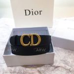 AAA Quality Dior Black Leather Belt Yellow Gold Buckle